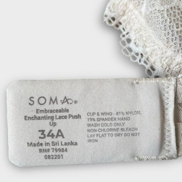 Soma Beige Embraceable Enchanting Lace Push-Up -Pale Sand Size 34A - Picture 7 of 14